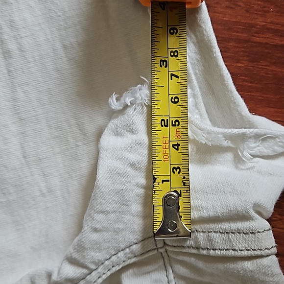 Massimo Power Stretch High Rise Denim Shorts Button Fly Raw Hem Sz 6/ 28 White - Picture 5 of 11